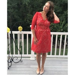 Red lace cocktail dress